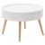 Dohányzóasztal, ModernHome FH-CT0210, fehér, átmérő: 60 cm, kör alakú, magasság: 40 cm, levehető tető, fenyőfa lábak