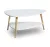 Dohányzóasztal, ModernHome FH-CT0211, fehér, 90 x 67 cm, háromszög alakú, magasság: 45 cm, 2 szintes, fenyőfa lábak, MDF asztallap, padlóvédő talpak