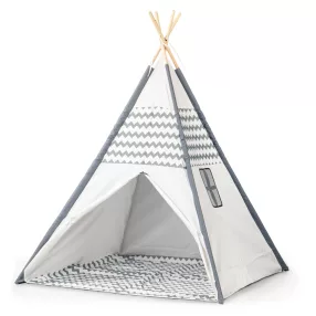   Gyereksátor, ECOTOYS Wigwam 8112, Tipi, 120 x 120 x 160 cm, fa váz, poliészter borítás, beltéri/kültéri, textil padlóval