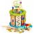 Multifunkciós montessori fa oktató játék, ECOTOYS HM179520, 21,5 x 21,5 x 17,5 cm, golyólabirintussal, órával, formabedobóval, fogaskerekekkel, mágneses horgászjátékkal