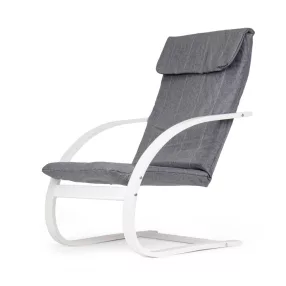   Hintaszék, ModernHome TXWQM-31, szürke/fehér, 96 x 67 x 76 cm, fa és fém váz, levehető huzat, 120 kg teherbírás