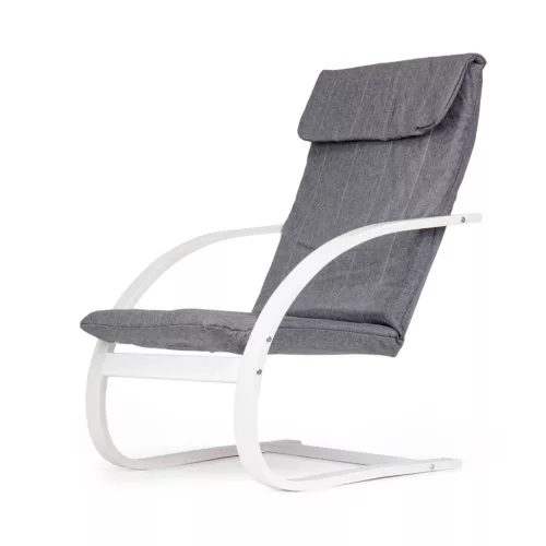 Hintaszék, ModernHome TXWQM-31, szürke/fehér, 96 x 67 x 76 cm, fa és fém váz, levehető huzat, 120 kg teherbírás