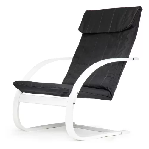 Hintaszék, ModernHome TXWQM-31, fekete/fehér, 96 x 67 x 76 cm, fa és fém váz, levehető huzat, 120 kg teherbírás