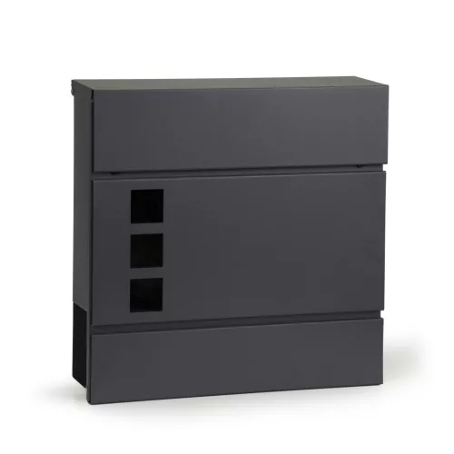 Postaláda, ModernHome HPB932-8, antracit, 37 x 37 x 10,3 cm, horganyzott acél, rozsdaálló, újságtartóval, falra és kerítésre szerelhető, zárt kialakítás, 2 kulccsal, szerelőkészlettel
