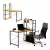 Számítógépasztal, ModernHome PJJCT002-302, 120 x 64 x 120,5 cm, világos tölgy, 4 polcos oldalsó állvánnyal, fa és fém anyagból
