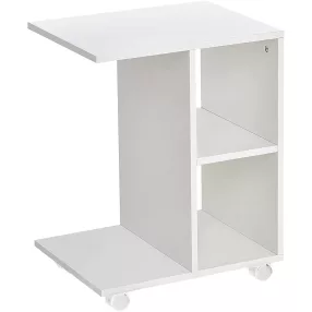   Dohányzóasztal, ModernHome PJJCFT0060, fehér, 45 x 35 cm, téglalap alakú, magasság: 58 cm, 3 szintes, 4 polcos, bevonatos faforgács asztallap