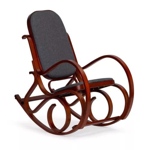 Hintaszék, ModernHome TXWQM-F001, antracit/barna, 102 x 97 x 55 cm, fa váz, poliészter kárpit, borulásgátló, 120 kg teherbírás