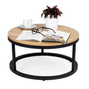   Dohányzóasztal, ModernHome PJJCFT0068, átmérő: 60 cm, kör alakú, magasság: 31,5 cm, fém váz, forgácslap asztallap