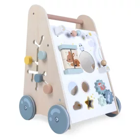   Fa járássegítő, MULTISTORE 2145, oktató panel mozgatható elemekkel és formaválogató kockákkal, 45,5 x 26,5 x 31,5 cm, stabil kivitel