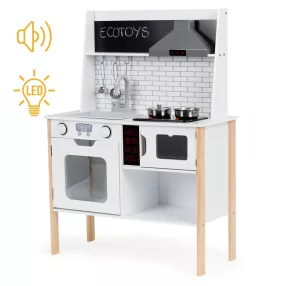  Játékkonyha, ECOTOYS PLK537, fa, 70 x 29,5 x 96 cm, fényhatásokkal, hanghatásokkal, tartozékokkal
