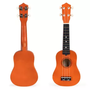   Gyerek ukulele, ECOTOYS MF019E, barna, 17,5 x 5 x 52,5 cm, fa, hangolható, 4 nejlon húrral, pengetővel, 12 bunddal, 3 éves kortól ajánlott