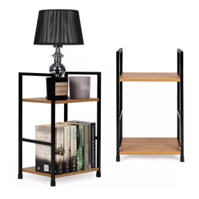   Könyvespolc, ModernHome CWJ302448, 48,5 x 29 x 23,5 cm, vad tölgy, 2 polcos, fém váz, MDF polc, padlóvédő lábak