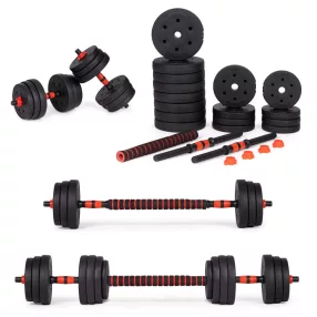   Kézisúlyzókészlet, MOVEPRO GB-SX, 2 x 15 kg (összesen 30 kg), rúdcsatlakozóval súlyzórúddá alakítható, 16 tárcsával, csúszásmentes markolat
