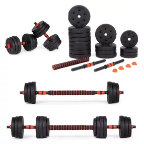   Kézisúlyzókészlet, MOVEPRO GB-SX, 2 x 20 kg (összesen 40 kg), rúdcsatlakozóval súlyzórúddá alakítható, 16 tárcsával, csúszásmentes markolat