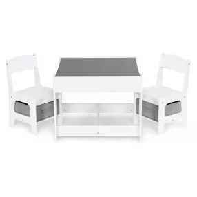   Gyerek asztal és szék szett, ECOTOYS ZCF-01, 1 db asztal + 2 db szék, MDF, kétoldalas asztallap, fiókos székek