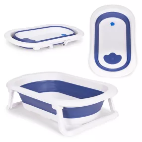   Utazó gyerekkád, ECOTOYS HA-B27, kék, 81 x 49,5 cm, összecsukható, hőérzékelős dugóval, szilikon és műanyag, 0-1 éves korig