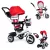 Háromkerekű tricikli, ECOTOYS JM-066-9L, piros, forgatható ülés, levehető napellenző, szülőkormány, biztonsági öv és karfa, tartós gumikerekek, teherbírás: 25 kg