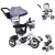 Háromkerekű tricikli, ECOTOYS JM-066-9L, szürke, forgatható ülés, levehető napellenző, szülőkormány, biztonsági öv és karfa, tartós gumikerekek, teherbírás: 25 kg