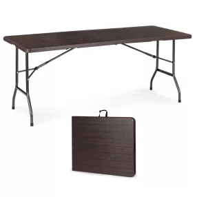   Kerti asztal, MultiGarden SZK-180B, barna, 180 cm, acél keret, HDPE műanyag felület, összecsukható, fahatású, vízálló