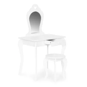   Gyermek fésülködőasztal, ECOTOYS FH-KF200011-W, 65 x 110 x 43 cm, fa és MDF, tükörrel, fiókkal, zsámollyal, falhoz rögzíthető