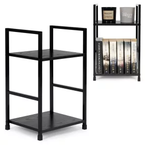   Könyvespolc, ModernHome CWJ302448, 48,5 x 29 x 23,5 cm, fekete, 2 polcos, fém váz, MDF polc, padlóvédő lábak