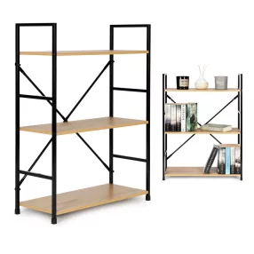   Könyvespolc, ModernHome CWJ602480LG, 80 x 59,5 x 23,5 cm, vad tölgy, 3 polcos, fém váz, MDF polc, falhoz rögzíthető