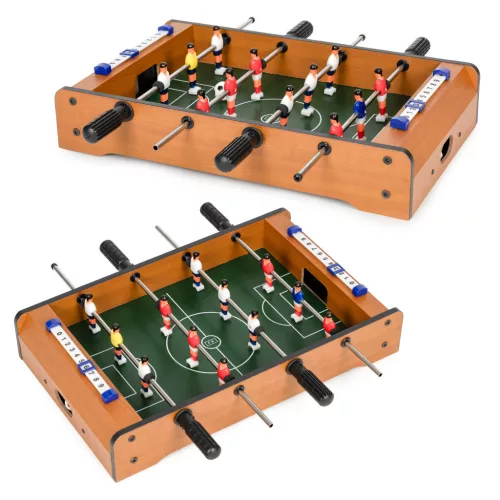 Csocsóasztal, MULTISTORE HC121402, zöld/fa, 50,5 x 30,5 x 9,5 cm, hordozható, 12 játékos, 2 db labda, 4 krómozott rúd, csúszásgátló fogantyúk, kézi számláló
