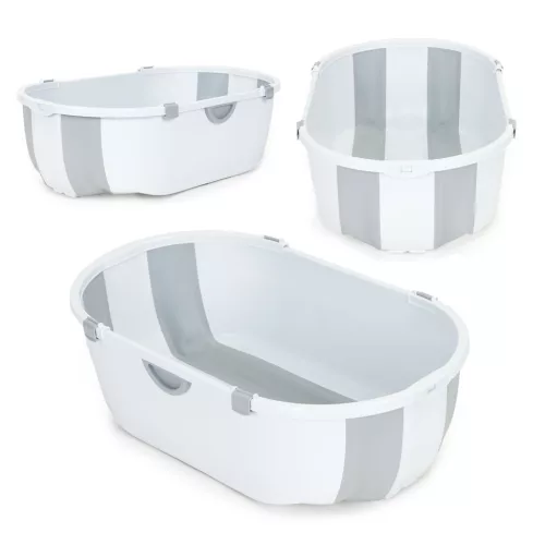Utazó gyerekkád, ECOTOYS HA-B46, szürke, 79 x 45 cm, összecsukható, hőérzékelős dugóval, szilikon és műanyag, 0-1 éves korig