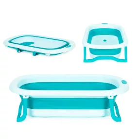   Utazó gyerekkád, ECOTOYS HA-B37, kék, 79 x 49 cm, összecsukható, hőérzékelős dugóval, szilikon és műanyag, 0-1 éves korig