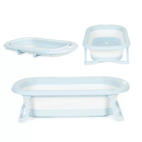 Utazó gyerekkád, ECOTOYS HA-B37, szürke, 79 x 49 cm, összecsukható, hőérzékelős dugóval, szilikon és műanyag, 0-1 éves korig