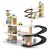 Játék parkolóház, ECOTOYS 1088, fa, 3 szintes,  37 x 63 x 21 cm, mozgó felvonóval, 3 autóval és helikopterrel, autómosóval és táblákkal