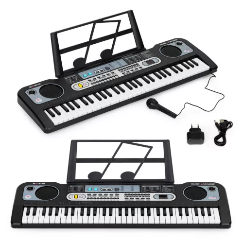 Gyerek szintetizátor, MUSIC PARADISE MQ-6119, 76 x 23 x 19 cm, 61 billentyűs, mikrofonnal, hálózati adapterrel, 10 ritmussal, 6 dallammal, felvétel funkcióval, 3 éves kortól