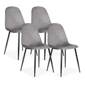   Étkezőszék, ModernHome J933, 4 db, szürke, 85 x 46 x 37 cm, bársony kárpit, acél lábak, háttámla, teherbírás: 120 kg