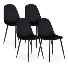   Étkezőszék, ModernHome J933, fekete, 4 db, 85 x 46 x 37 cm, bársony kárpit, acél lábak, háttámla, teherbírás: 120 kg