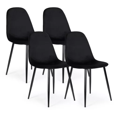 Étkezőszék, ModernHome J933, fekete, 4 db, 85 x 46 x 37 cm, bársony kárpit, acél lábak, háttámla, teherbírás: 120 kg
