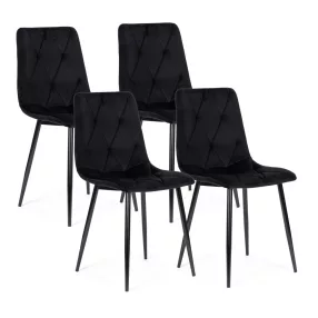   Étkezőszék, ModernHome MC47-1, 4 db, fekete, 90 x 46 x 41 cm, bársony kárpit, acél lábak, háttámla, teherbírás: 120 kg