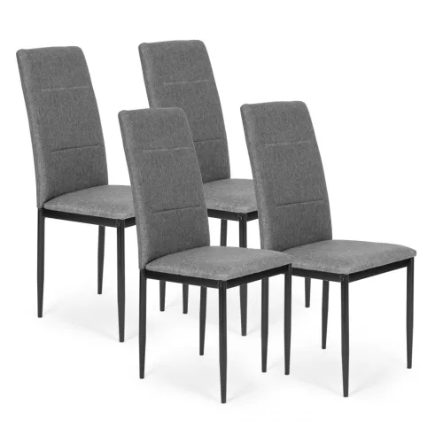 Étkezőszék, ModernHome KJC007, 4 db, szürke, 95 x 41 x 38 cm, szövet kárpit, acél lábak, háttámla, teherbírás: 120 kg