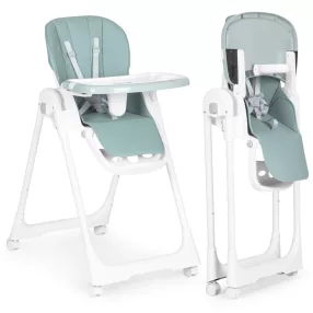   Etetőszék, ECOTOYS HA-013, zöld, összecsukható, állítható, levehető dupla tálcával, 5 pontos biztonsági öv, 4 kerekes láb, teherbírás: 20 kg