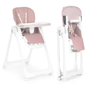   Etetőszék, ECOTOYS HA-013, rózsaszín, összecsukható, állítható, levehető dupla tálcával, 5 pontos biztonsági öv, 4 kerekes láb, teherbírás: 20 kg