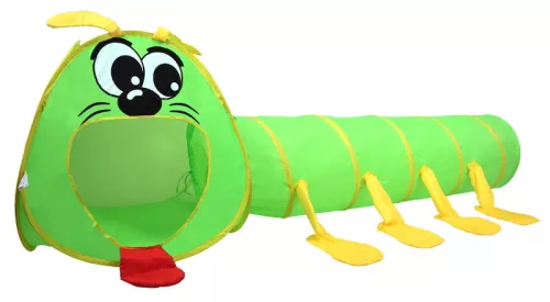 Játszósátor szett, IPLAY NA-8603, 72 × 246 × 75 cm, hernyó forma, alagúttal, műanyag váz, poliészter borítás, beltéri/kültéri