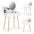 Sminkasztal, ModernHome CHDT05, fehér, 80 x 40 x 122 cm, kerek tükör 40 x 40 cm, 2 fiók, polcok, fa és laminált forgácslap