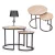 Dohányzóasztal szett, ModernHome PJJCT0111, átmérő 60 és 40 cm, kör alakú, magasság: 52 és 44 cm, fém váz, bevonatos faforgács asztallap, 2 darabos