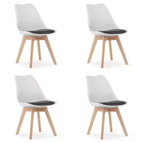   Étkezőszék, Mark-ATTY16, 4 db, fehér/fekete, 81,5 x 43 x 47 cm, polipropilén ülés, bükkfa lábak, párnázott