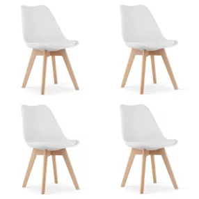   Étkezőszék, Mark-ATTY16, 4 db, fehér, 81,5 x 43 x 47 cm, polipropilén ülés, bükkfa lábak, párnázott