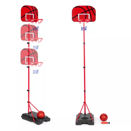 Kosárlabdapalánk, MULTISTORE HC629422, mobil, állítható, 101-202 cm magasság, szabadon álló, kerekekkel, acél váz, palánk 36,5 x 32,5 cm, tölthető talp