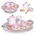 Játék teáskészlet, ECOTOYS W10D824, 15 db, fa, szerepjátékhoz és játékkonyhához, 3 éves kortól