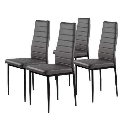 Étkezőszék, KE01, 4 db, szürke, 92 x 40 x 40 cm, műbőr kárpit, porszórt acél lábak, teherbírás: 120 kg