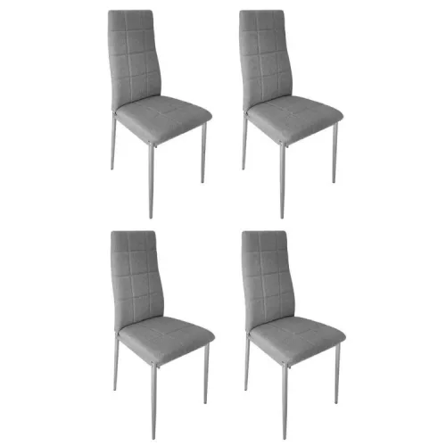 Étkezőszék, KW01, 4 db, szürke, 92 x 40 x 40 cm, steppelt kárpit, porszórt acél lábak, magas háttámla, teherbírás: 120 kg