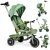 Háromkerekű tricikli, ECOTOYS WQL-066-18, zöld, forgatható ülés, levehető napellenző, szülőkormány, biztonsági öv és karfa, tartós EVA habkerekek, LED fények, pohártartó, teherbírás: 25 kg