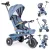 Háromkerekű tricikli, ECOTOYS WQL-066-18, kék, forgatható ülés, levehető napellenző, szülőkormány, biztonsági öv és karfa, tartós EVA habkerekek, LED fények, pohártartó, teherbírás: 25 kg